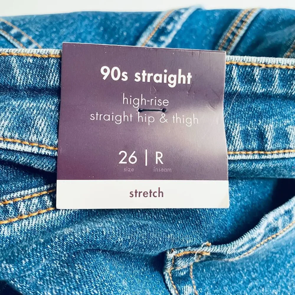Ava & Viv Jeans Plus 26 High Rise 90s Straight Ankle Stretch Medium Wash New